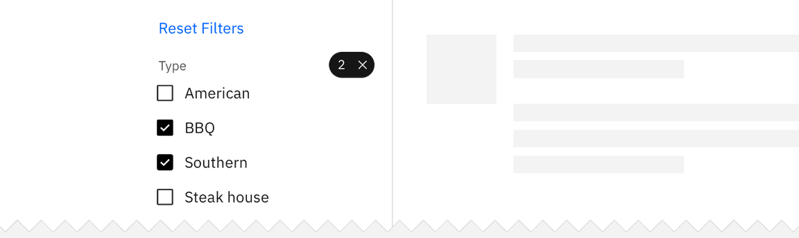 Example of reset in a filter Example of reset in a filter